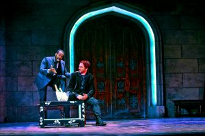 Rafael Jordan (Spencer) and Harry Smith (Harry) in King Charles III at Seattle Repertory Theatre. Photo by Michael Doucett. 